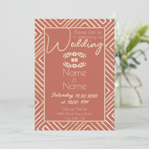 Convites Casamento Tribal African Salmon Orange