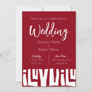 Convites Casamento Tribal Africano Vermelho e Branco