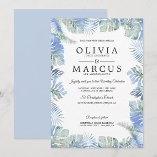 Convites Casamento tropical A Aquarela Deixa Verde Azul