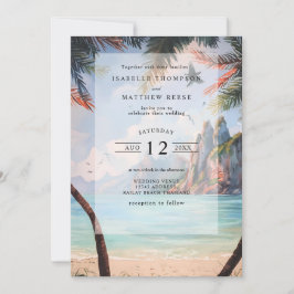 Convites Casamento Tropical Beach da Watercolor Thailand