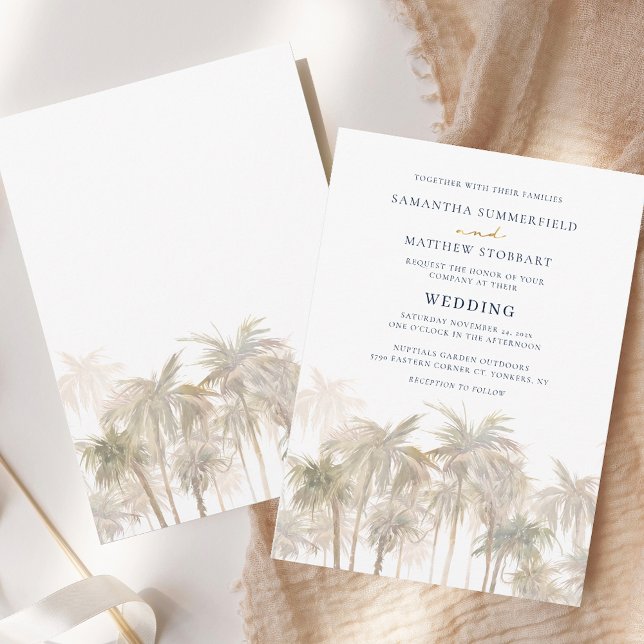 Convites Casamento Tropical Beach de Palm Trees (Palm Trees Tropical Beach Wedding Invitation)
