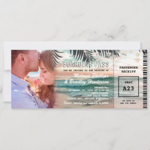 Convites Casamento Tropical Beach de Passagem de Cartaz