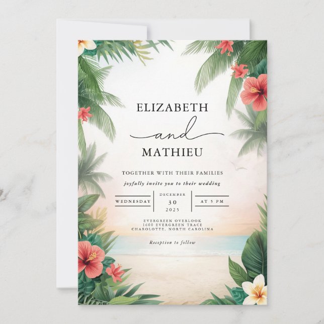 Convites Casamento Tropical Bloom Arch (Frente)