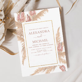 Convites Casamento Tropical Boêmio Boho com Grama das Pampa