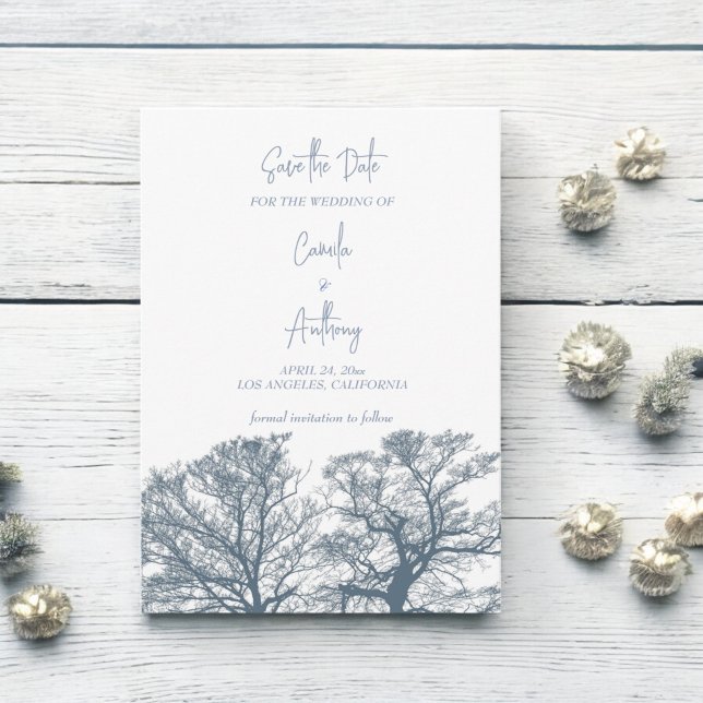 Convites Casamento Tropical Boho de Árvores Azuis (Criador carregado)