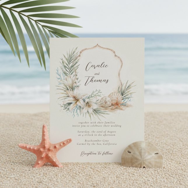 Convites Casamento Tropical Boho na Crista da Praia (Criador carregado)