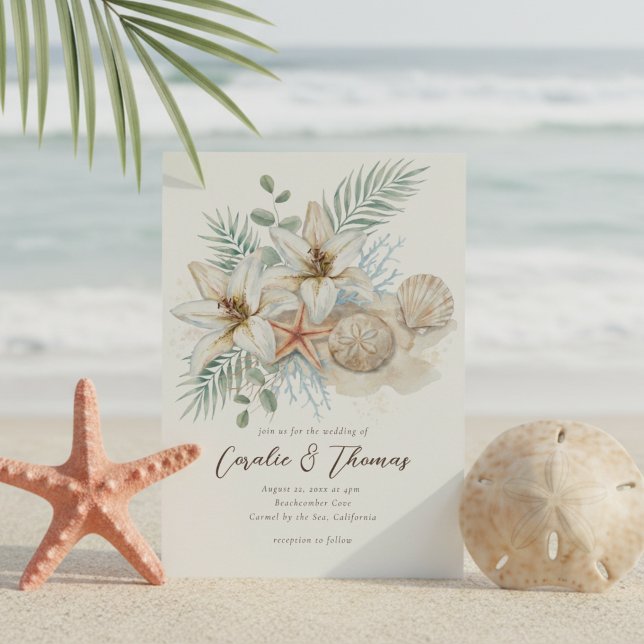 Convites Casamento Tropical Boho Praia Aquarela (Criador carregado)
