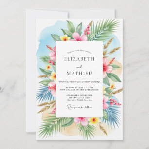 Convites Casamento Tropical Breezy Verde Azul