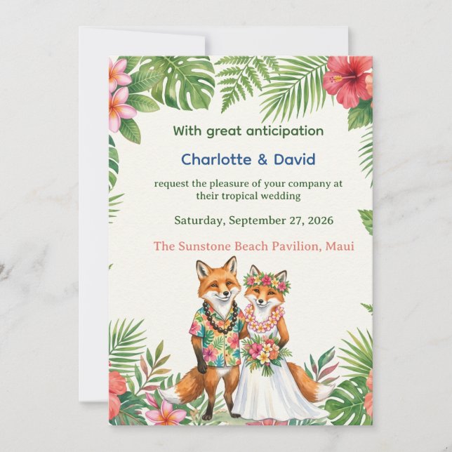 Convites Casamento Tropical – Charlotte & David (Frente)