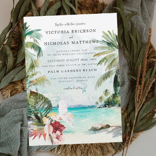 Convites Casamento Tropical com Aquarela