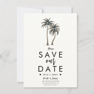 Convites Casamento Tropical com Palmeira na Costa Save the 