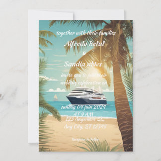 Convites casamento tropical com palmeiras de praia de verão