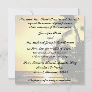 Convites Casamento tropical da linha costeira da praia