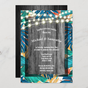 Convites Casamento tropical da selva dos stringlights