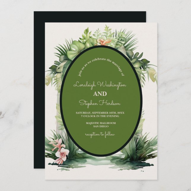 Convites Casamento Tropical de Arch Floral Pastel Boho (Frente/Verso)