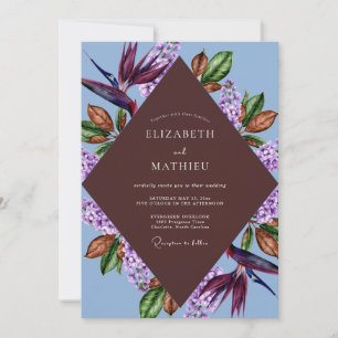 Convites Casamento Tropical de Eucalipto Marrom Centáurea