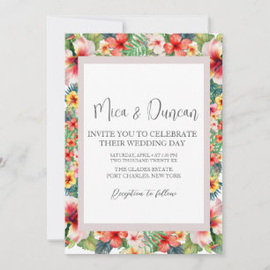 Convites Casamento Tropical de Hibiscus