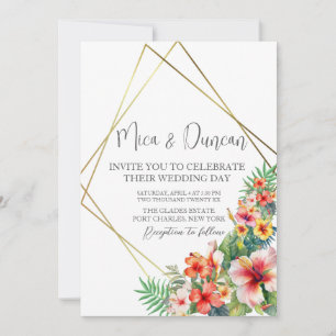 Convites Casamento Tropical de Hibiscus