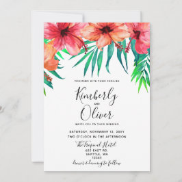 Convites Casamento Tropical de Hibiscus Hawaiian Beach