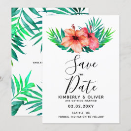 Convites Casamento Tropical de Hibiscus Hawaiian Beach