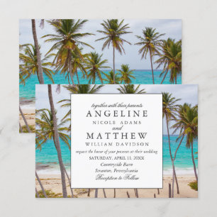 Convites Casamento Tropical de Palm Shore de Praia