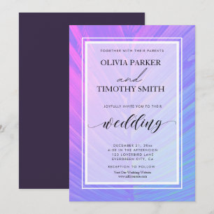 Convites Casamento Tropical de Palma de Neon Moderno Minima