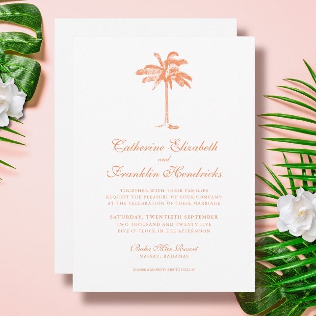 Convites Casamento Tropical de Palmeiras Elegante (Criador carregado)
