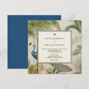Convites Casamento Tropical de Peacock Pavão Azul Pavão