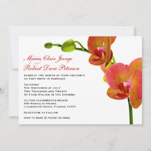 Convites Casamento Tropical de Praia das Orquídeas Laranja