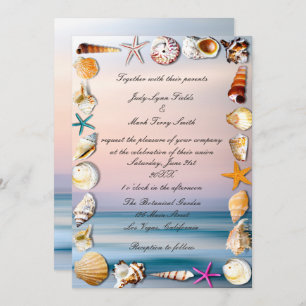 Convites Casamento Tropical De Sandy Beach E Seashells