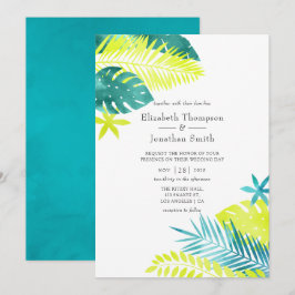 Convites Casamento Tropical de Teal e Lemon
