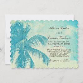 Convites Casamento tropical de turquesa da palmeira | do