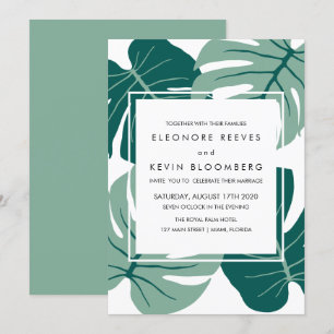Convites Casamento tropical do quadro das folhas do verde