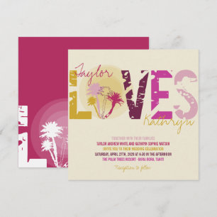 Convites Casamento tropical do verão da praia das palmeira