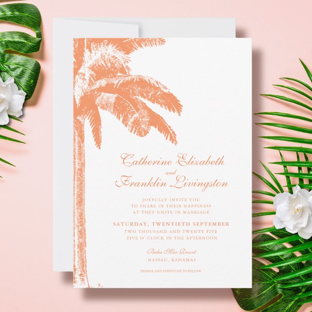 Convites Casamento Tropical Elegante De Palmeiras (Criador carregado)