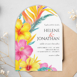 Convites Casamento Tropical Elegante Floral de Hibiscus Vib