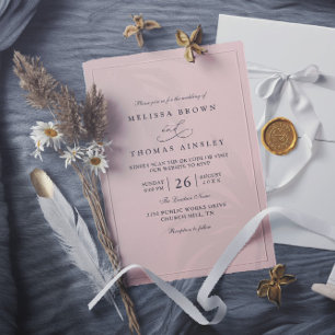 Convites Casamento Tropical Elegante Moderno Código QR Rosa