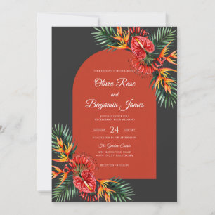 Convites Casamento Tropical Eucalipto Ferrugem Preta