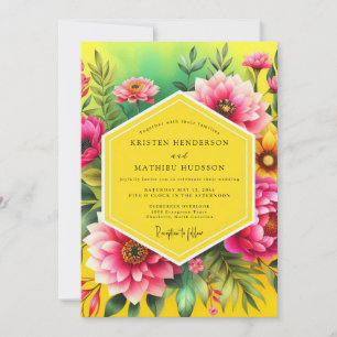 Convites Casamento Tropical Exuberante em Fuchsia