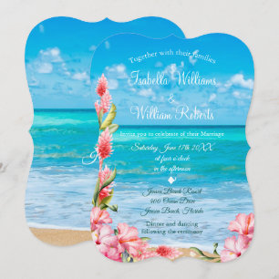 Convites Casamento Tropical Floral Beach