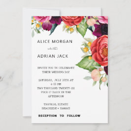 Convites Casamento Tropical Floral Colorida