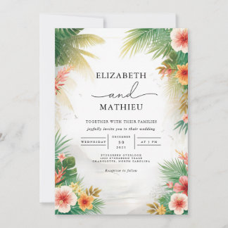 Convites Casamento Tropical Floral de Arqueiro