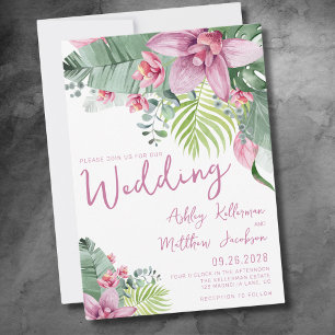 Convites Casamento Tropical Floral em Aquarela