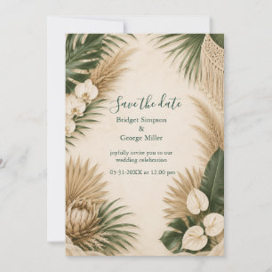 Convites casamento tropical floral havaiano Boho Pampas Gra