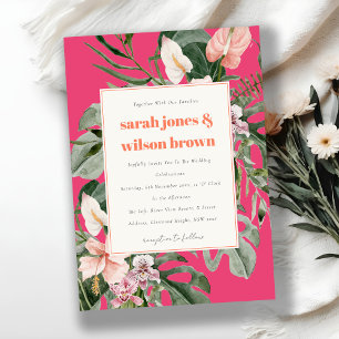 Convites Casamento Tropical Floral Tropical de Boho Blush M