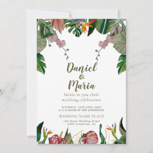 Convites Casamento Tropical Greenery Watercolor