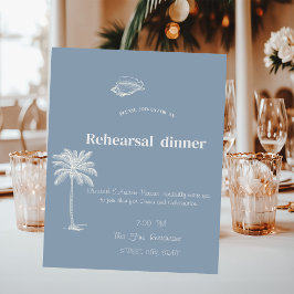 Convites Casamento Tropical Minimalista Azul Poeirento