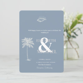 Convites Casamento Tropical Minimalista Azul Poeirento 