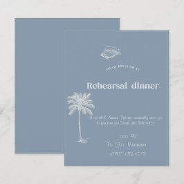 Convites Casamento Tropical Minimalista Dusty Blue