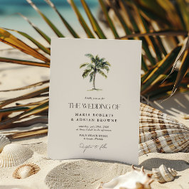 Convites Casamento Tropical Minimalista na Praia com Palmei